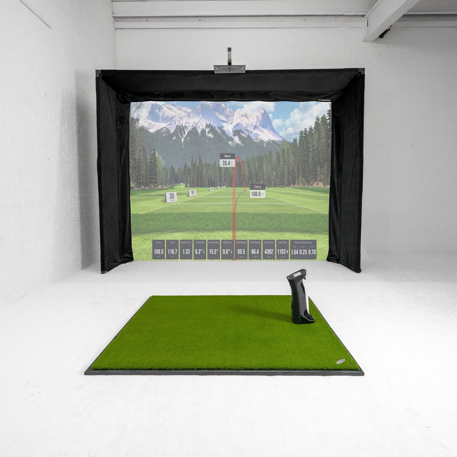 Uneekor Eye Mini GolfBays Lux Home Golf Simulator Package